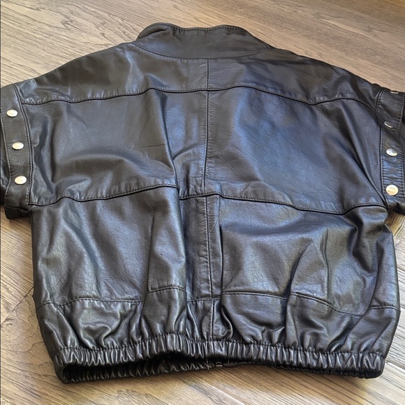 Vintage Black and White Leather Bomber Jacket and Vest Size 11/12 Made in Canada - Picture 13 of 14